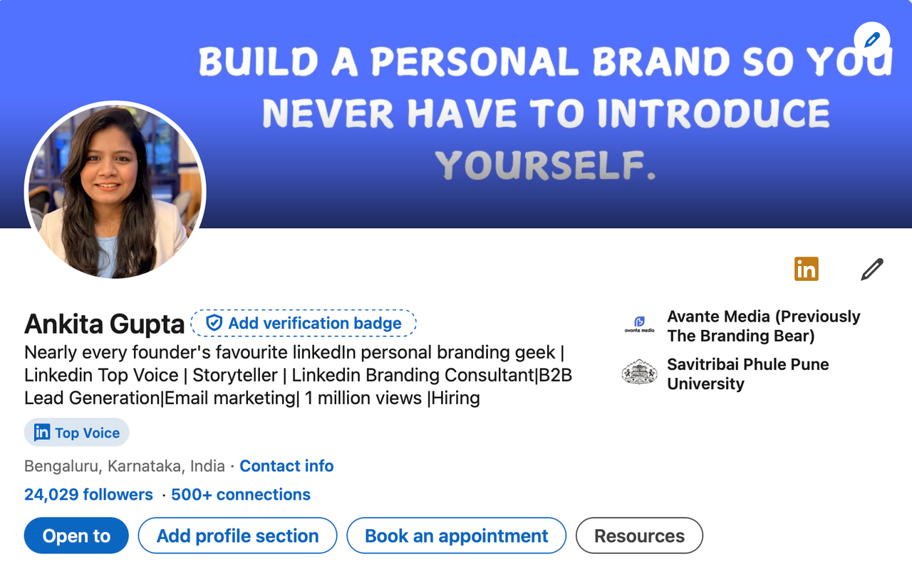 Ankita Gupta LinkedIn profile